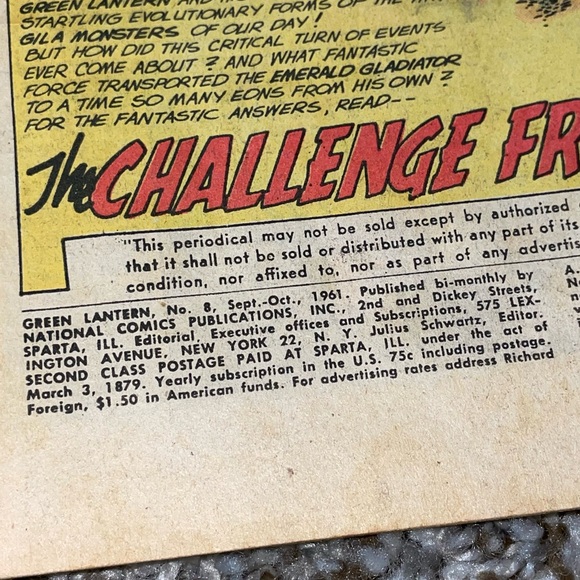 VINTAGE 1961 DC COMICS Green Lantern 1st 5700 AD Story Silver Age #8 - Picture 6 of 10